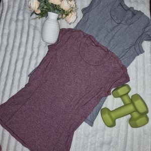 lululemon athletica Short Sleeve Tops - Gray and Burgundy